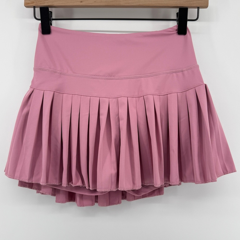 Gold Hinge Pleated Tennis Skirt Skort Dusty Pink Women XS Pickleball Preppy
